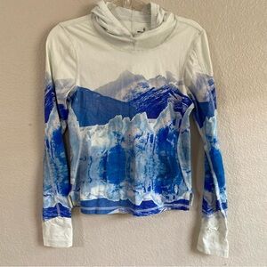 Free People Movement Long Sleeve Graphic Mountain Top with Hood NWOT